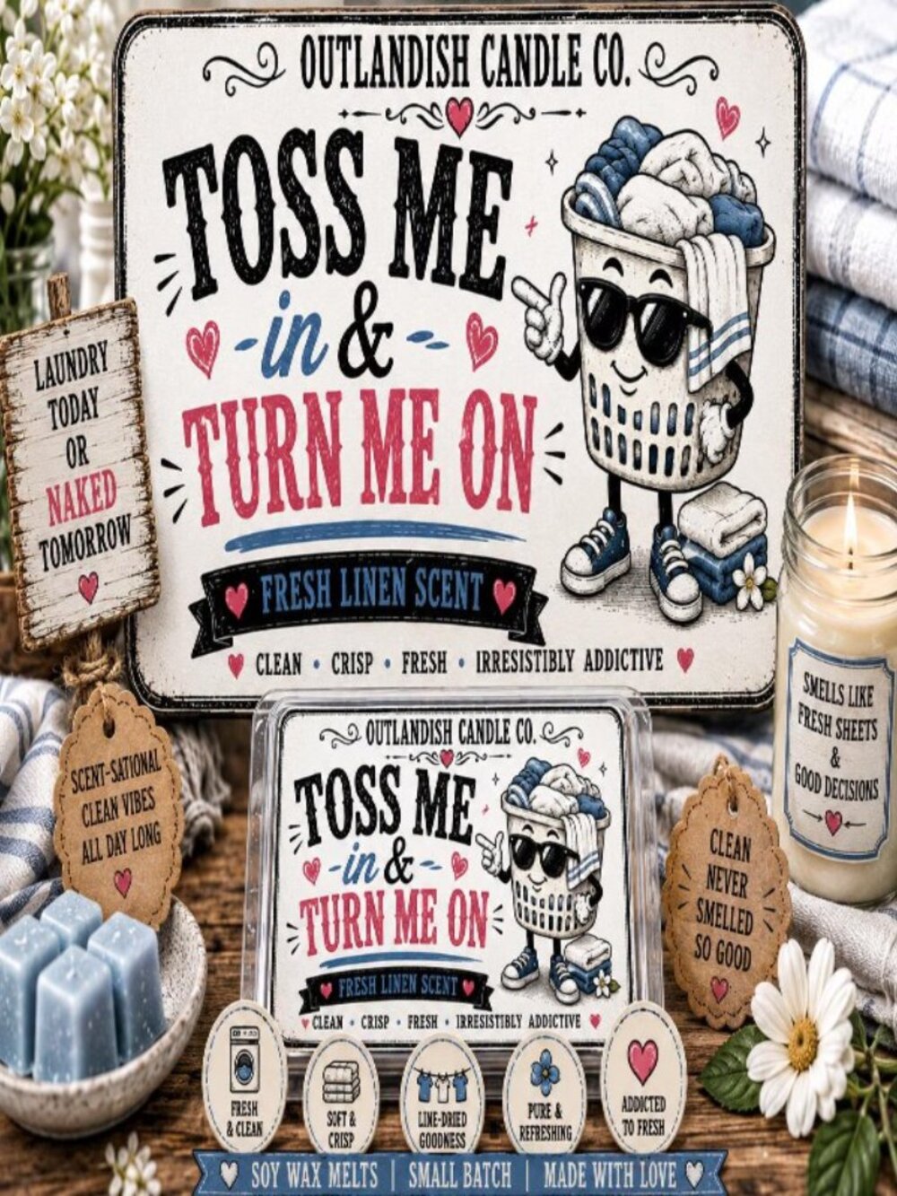🧺✨ Toss me in and turn me on**Fresh Linen Wax Melts – 2.4 oz**